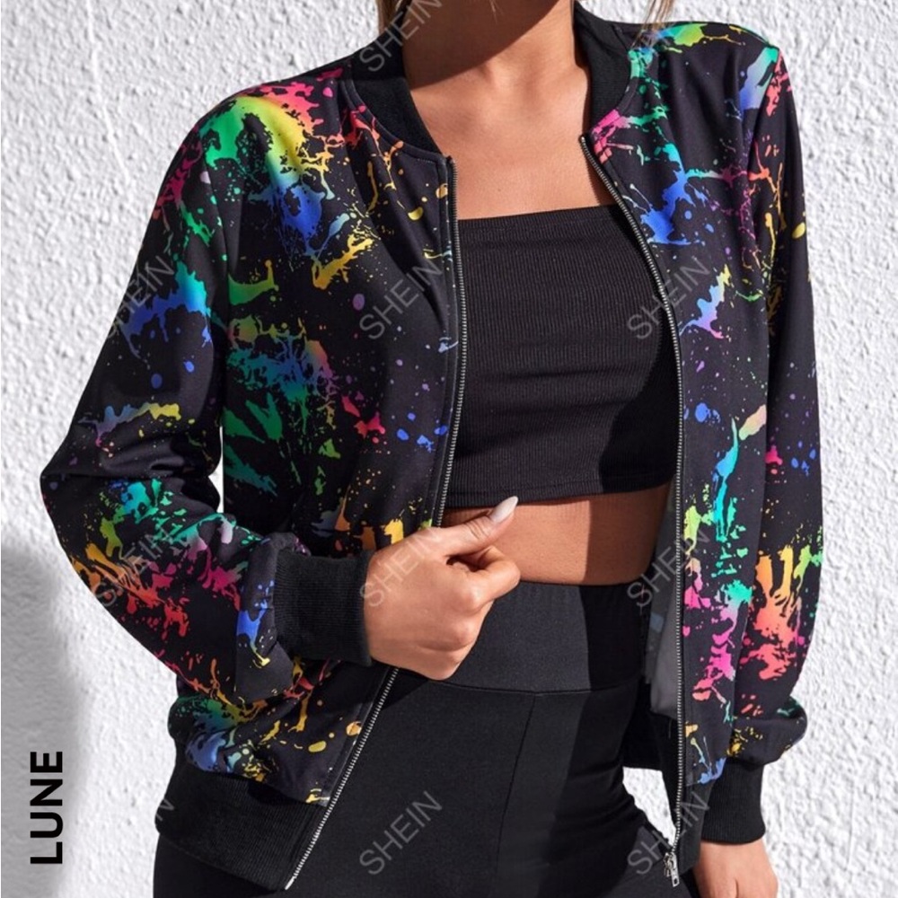 Shein paint splatter jacket sz Medium